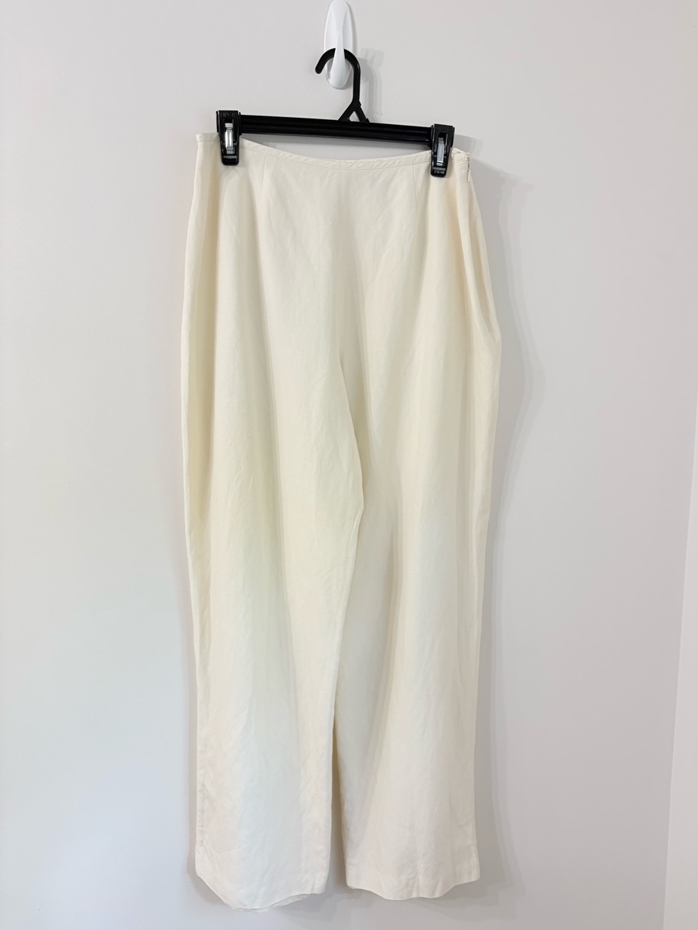 VTG SIGRID OLSEN Cream Wide Leg Trousers Silk Linen Old Money Minimalist Chic 12 - Picture 2 of 5